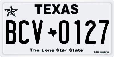 TX license plate BCV0127