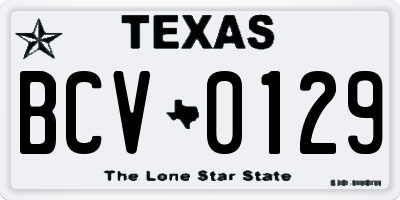 TX license plate BCV0129