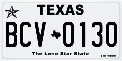 TX license plate BCV0130