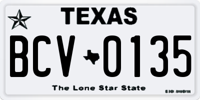 TX license plate BCV0135