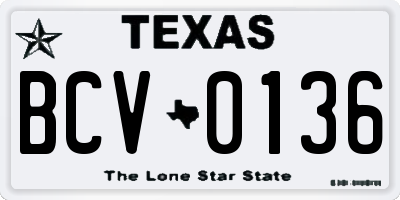 TX license plate BCV0136