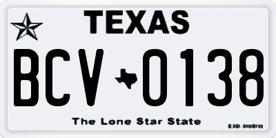 TX license plate BCV0138