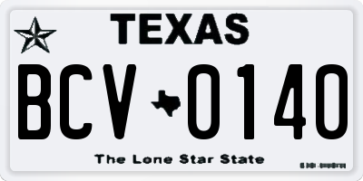TX license plate BCV0140