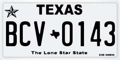 TX license plate BCV0143