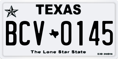 TX license plate BCV0145