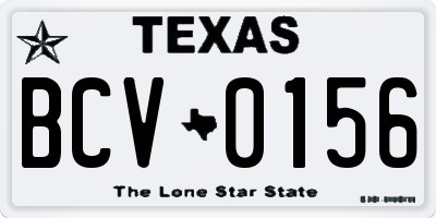 TX license plate BCV0156