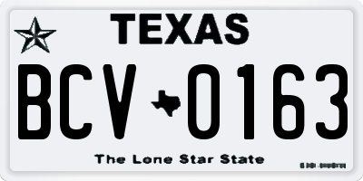 TX license plate BCV0163