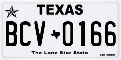 TX license plate BCV0166