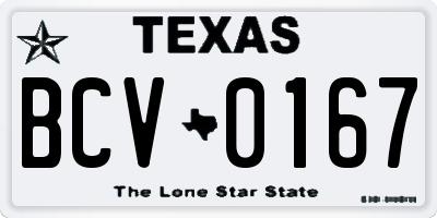 TX license plate BCV0167