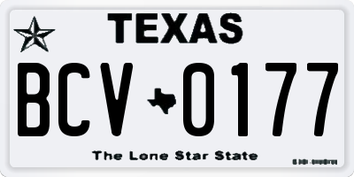 TX license plate BCV0177