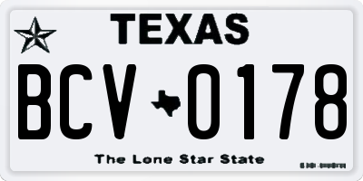 TX license plate BCV0178