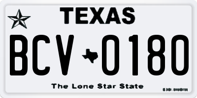 TX license plate BCV0180