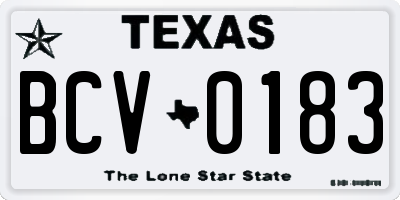 TX license plate BCV0183