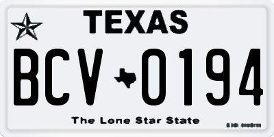 TX license plate BCV0194