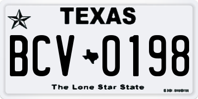 TX license plate BCV0198