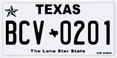 TX license plate BCV0201