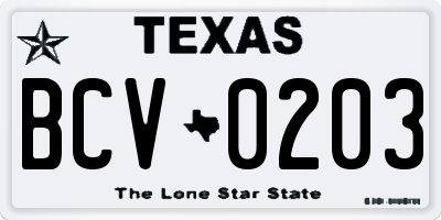 TX license plate BCV0203