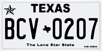 TX license plate BCV0207