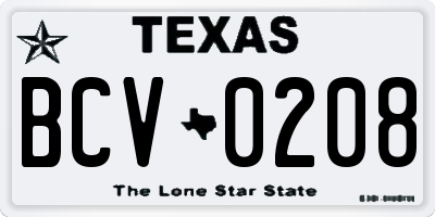 TX license plate BCV0208
