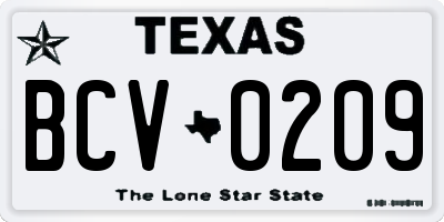 TX license plate BCV0209