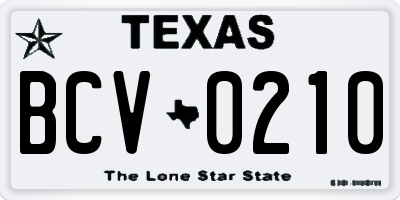 TX license plate BCV0210