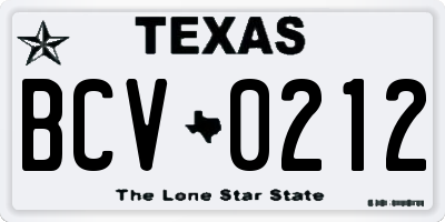 TX license plate BCV0212