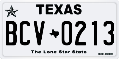 TX license plate BCV0213