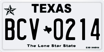 TX license plate BCV0214