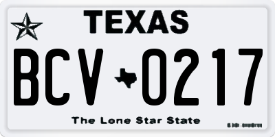 TX license plate BCV0217
