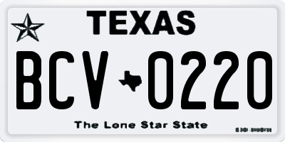 TX license plate BCV0220