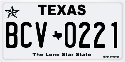 TX license plate BCV0221