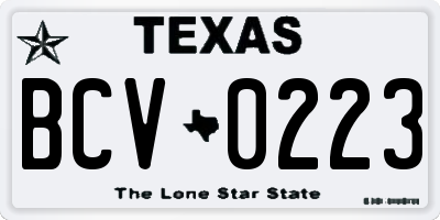 TX license plate BCV0223