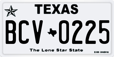 TX license plate BCV0225