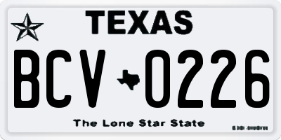 TX license plate BCV0226