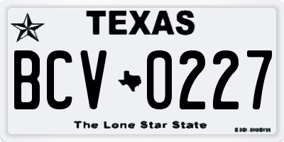 TX license plate BCV0227