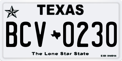 TX license plate BCV0230