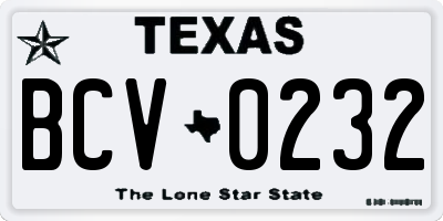 TX license plate BCV0232