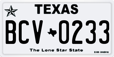 TX license plate BCV0233