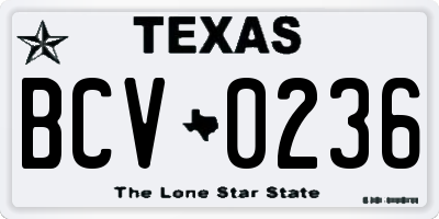 TX license plate BCV0236