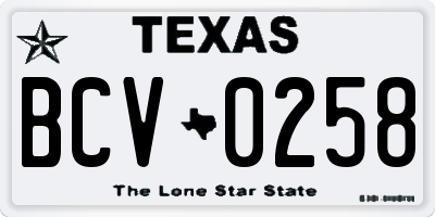 TX license plate BCV0258