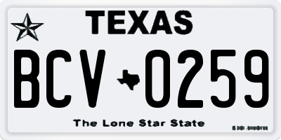 TX license plate BCV0259