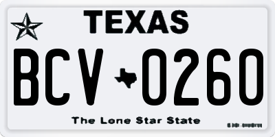 TX license plate BCV0260