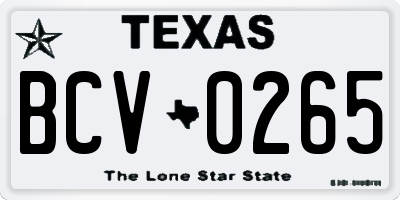 TX license plate BCV0265