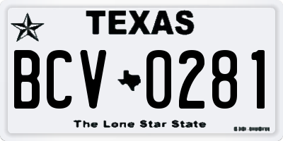 TX license plate BCV0281