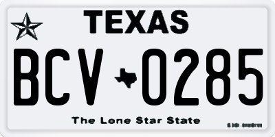 TX license plate BCV0285