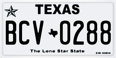TX license plate BCV0288