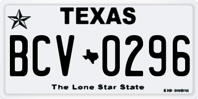 TX license plate BCV0296