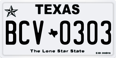 TX license plate BCV0303
