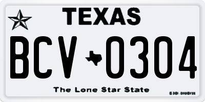 TX license plate BCV0304