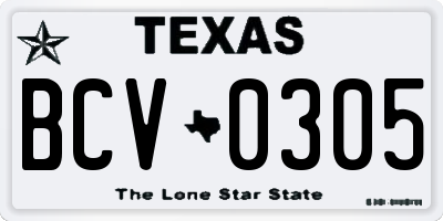 TX license plate BCV0305